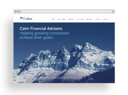 the cairn website mocked up in a browser window - financial design project by nstudio
