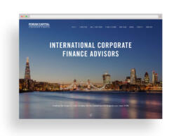 forum capital website mocked up in a browser window - a corporate finance design project by nstudio