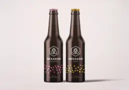 hexagon beer bottle mockup