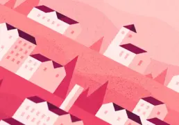 close up of geometric town illlustration