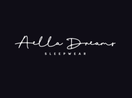 aella dreams logo presented in white on black background. a fashion logo design project by nstudio