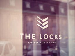 the locks logo printed onto glass window