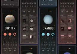 close up of solar system infographic design