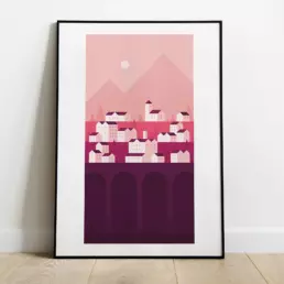 a geometric town illustration by nstudio