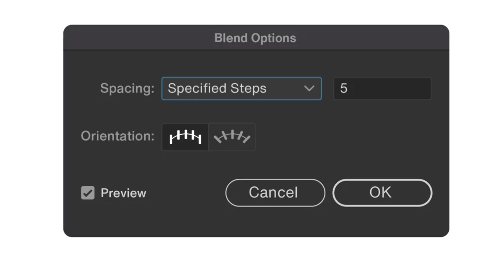 the blend options window in illustrator