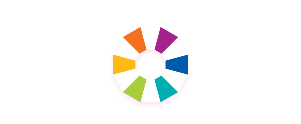 colour wheel graphic showing tertiary colours