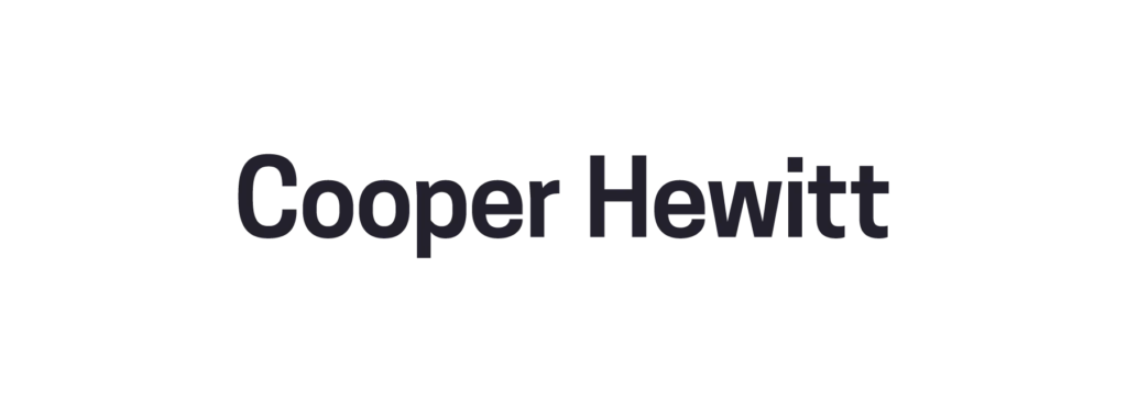 Cooper Hewitt set on a light orange background