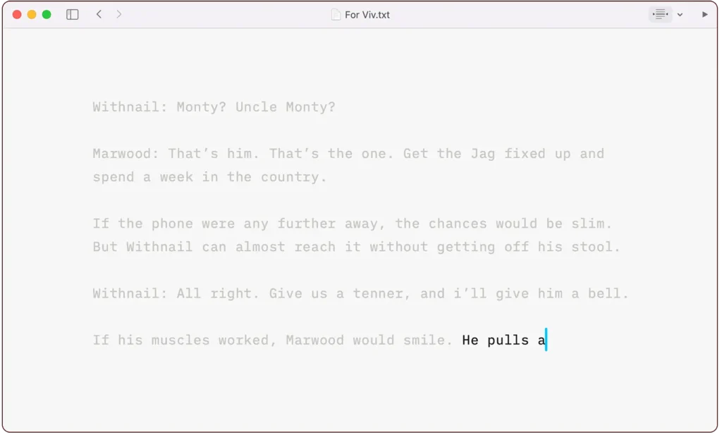 screenshot of iawriter