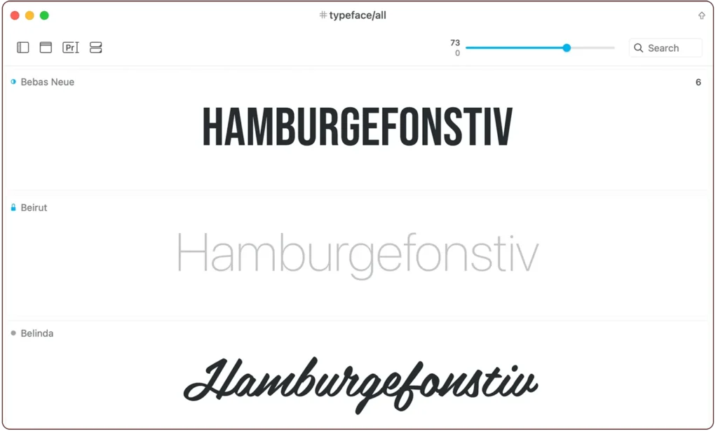 screenshot of typeface