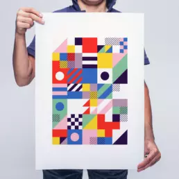 geometric artwork mocked up on a poster format