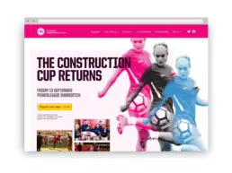 a mockup of the construction cup website homepage