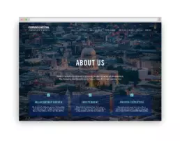 a typical page of the forum capital website. a stock photograph of Saint Paul's Cathedral is in the background