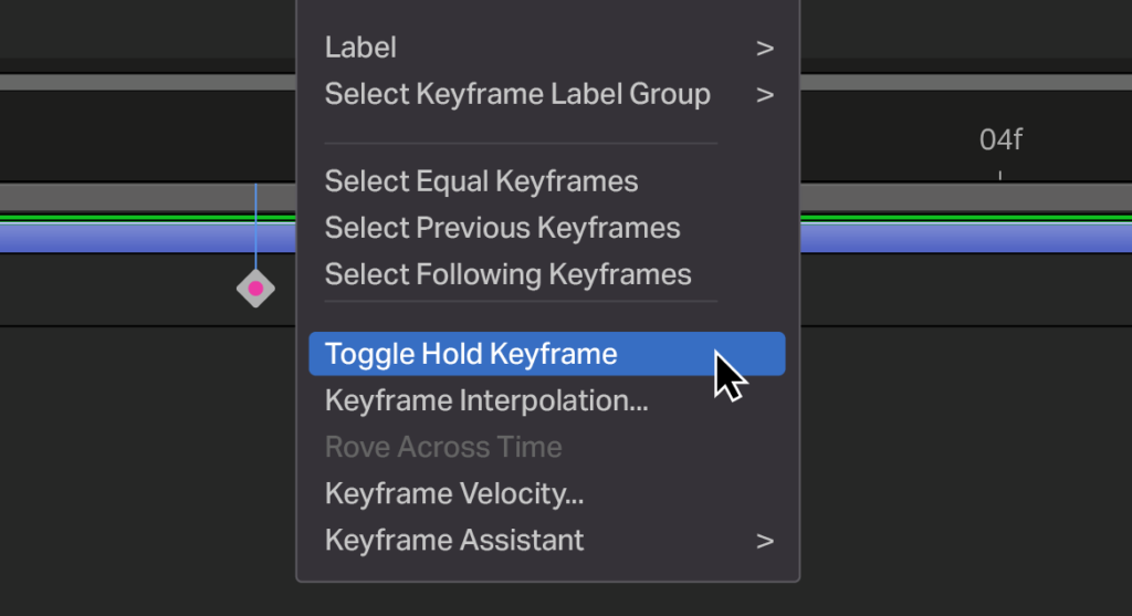 after effects ui detail illustration of the timeline showing how to toggle hold keyframe