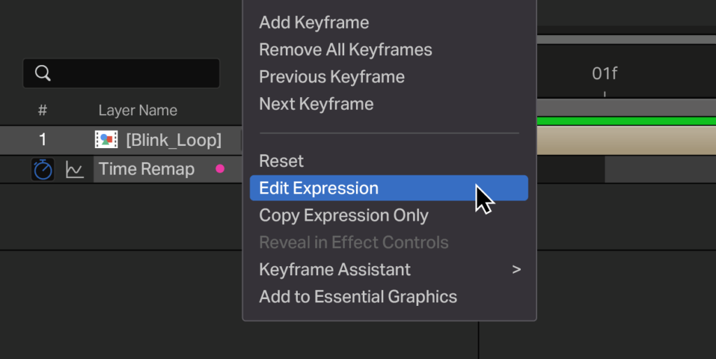 after effects ui detail illustration of the timeline showing how to add an expression