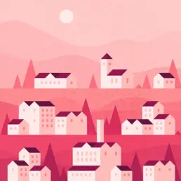 geometric town illustration