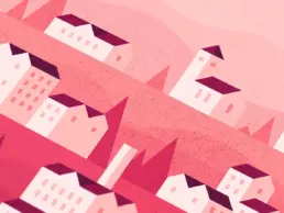 close up of town illustration showing grain texture