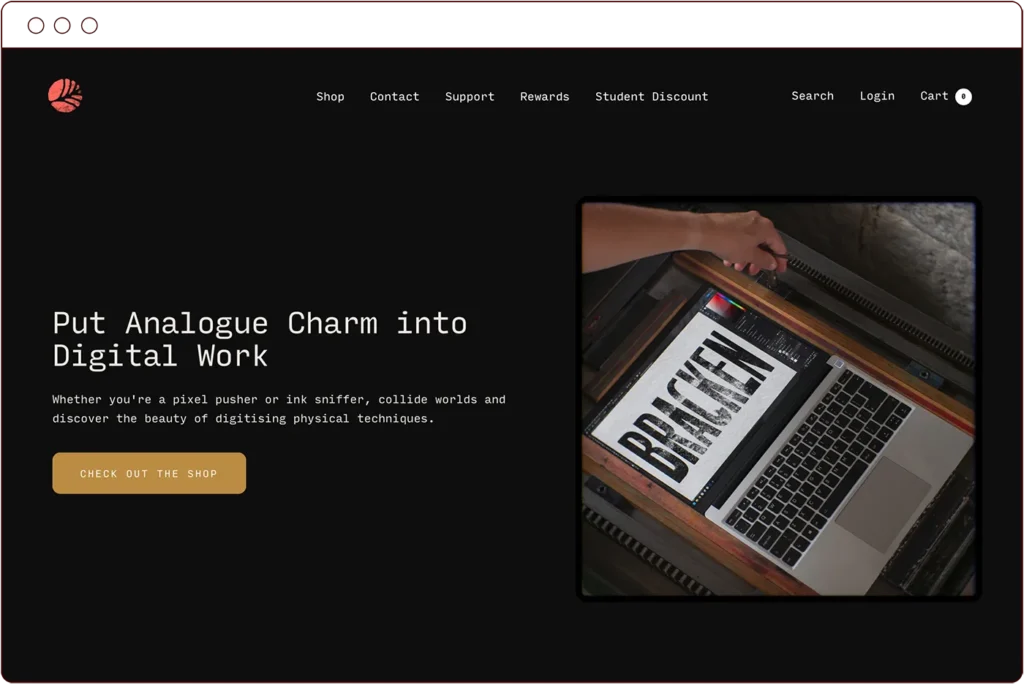 screenshot of the bracken homepage