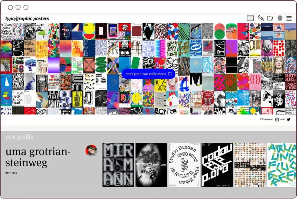 screenshot of the typographic posters homepage