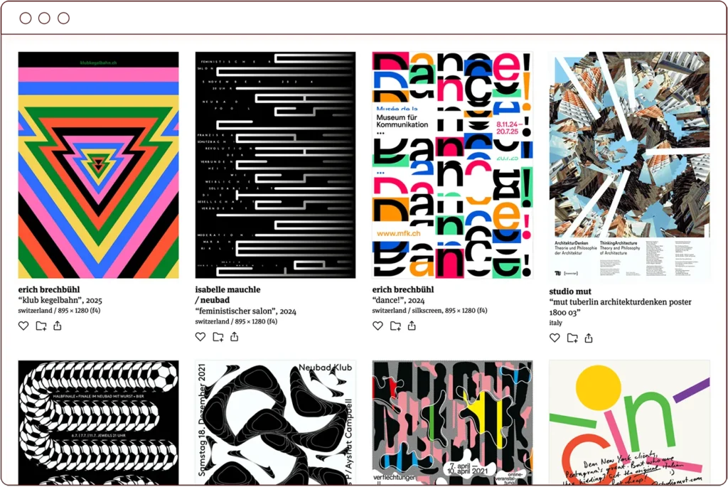 a screenshot of a collection on typo/graphic posters