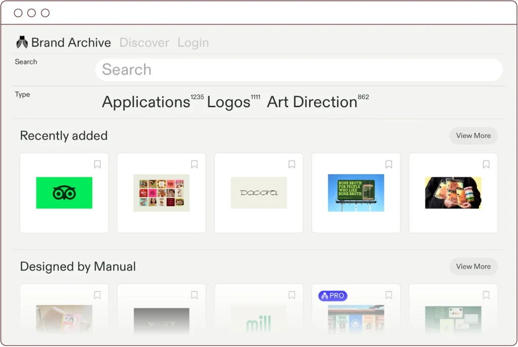 screenshot of brand archive website