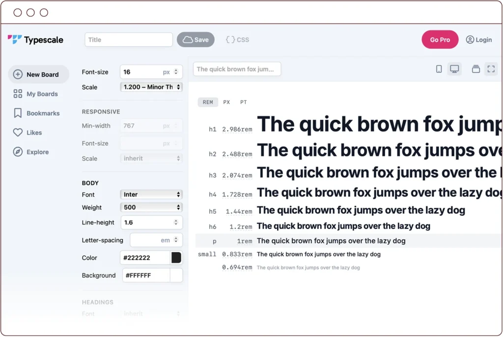 screenshot of typescale website
